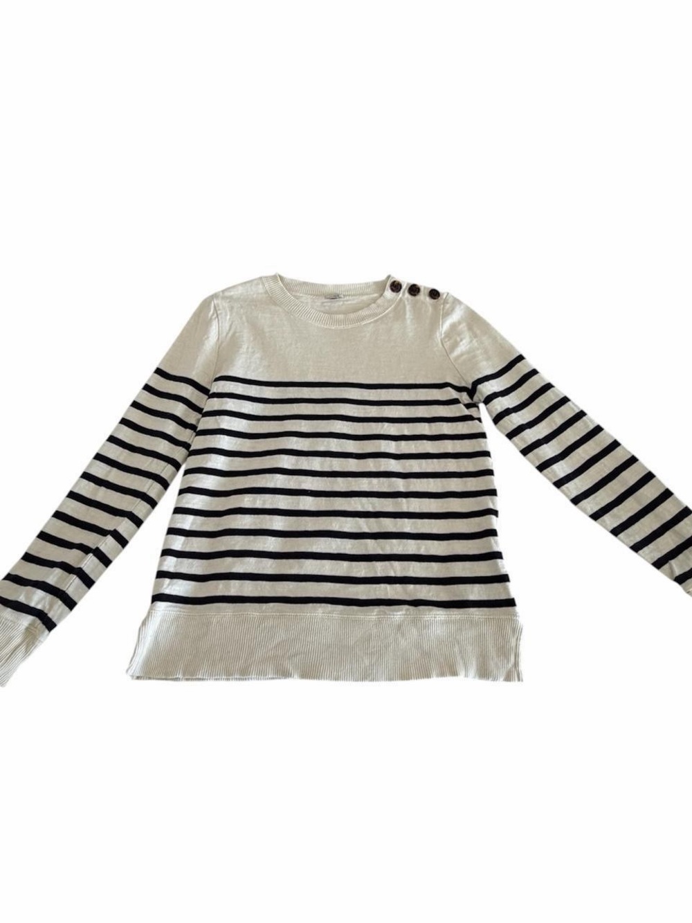 J.Crew Striped Button-Shoulder Sweater - Picture 8 of 8